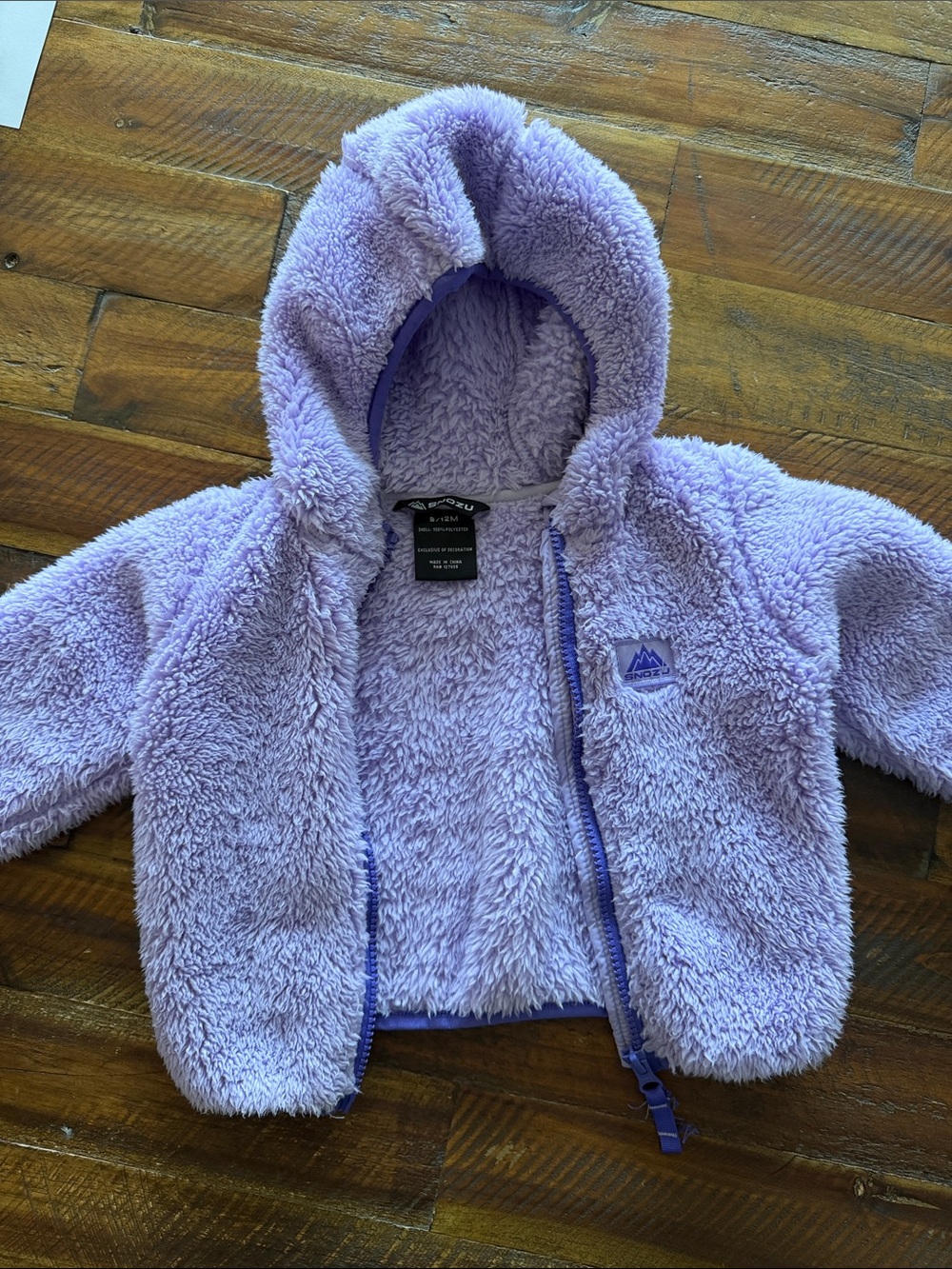 Snozu Plush Hooded Puffer Jacket in Lavender